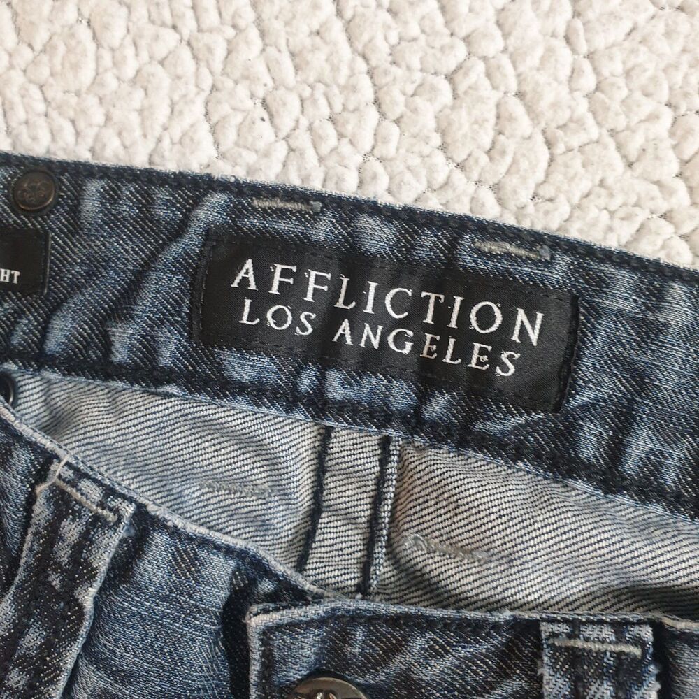 Affliction Los Angeles Jeans Men 30x31 Blake Relaxed Straight Fit Dark Wash - Picture 6 of 15